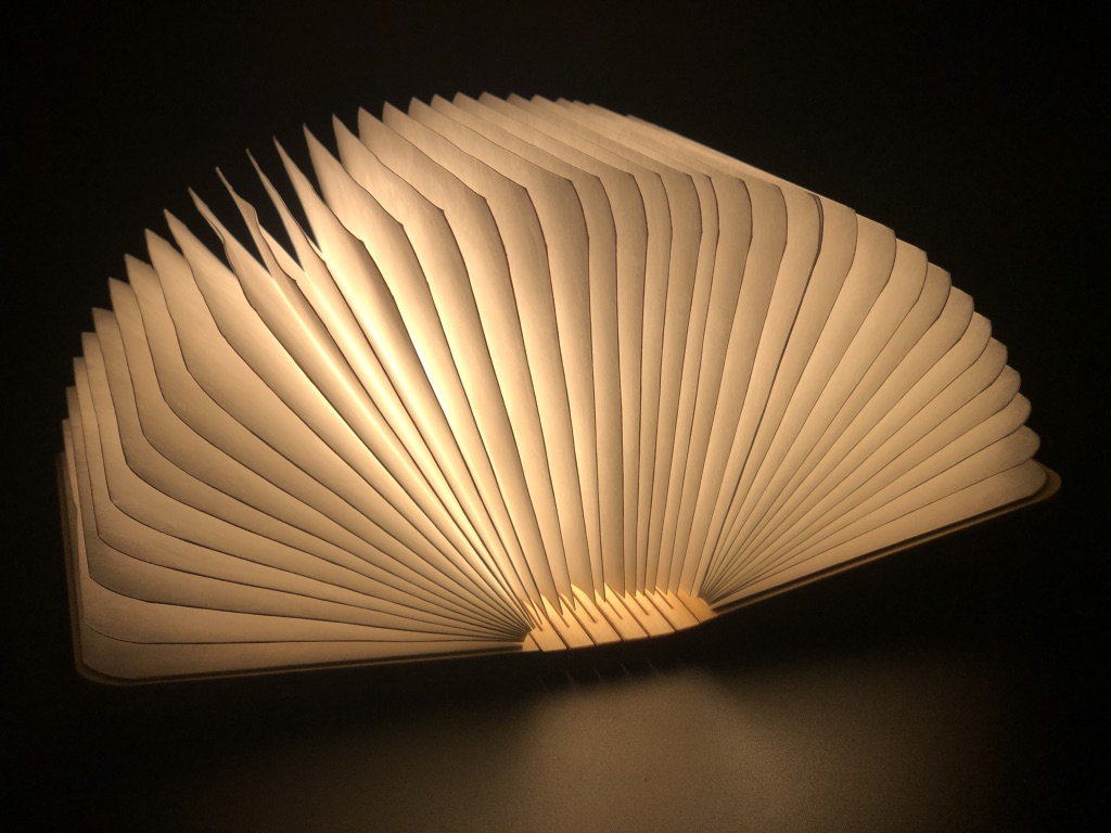 Libro abierto iluminado, símbolo de Academia SR